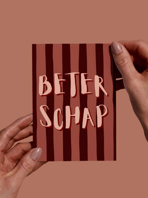 Moderne Wenskaart - Beterschap (Bordeauxrood/Oranje)