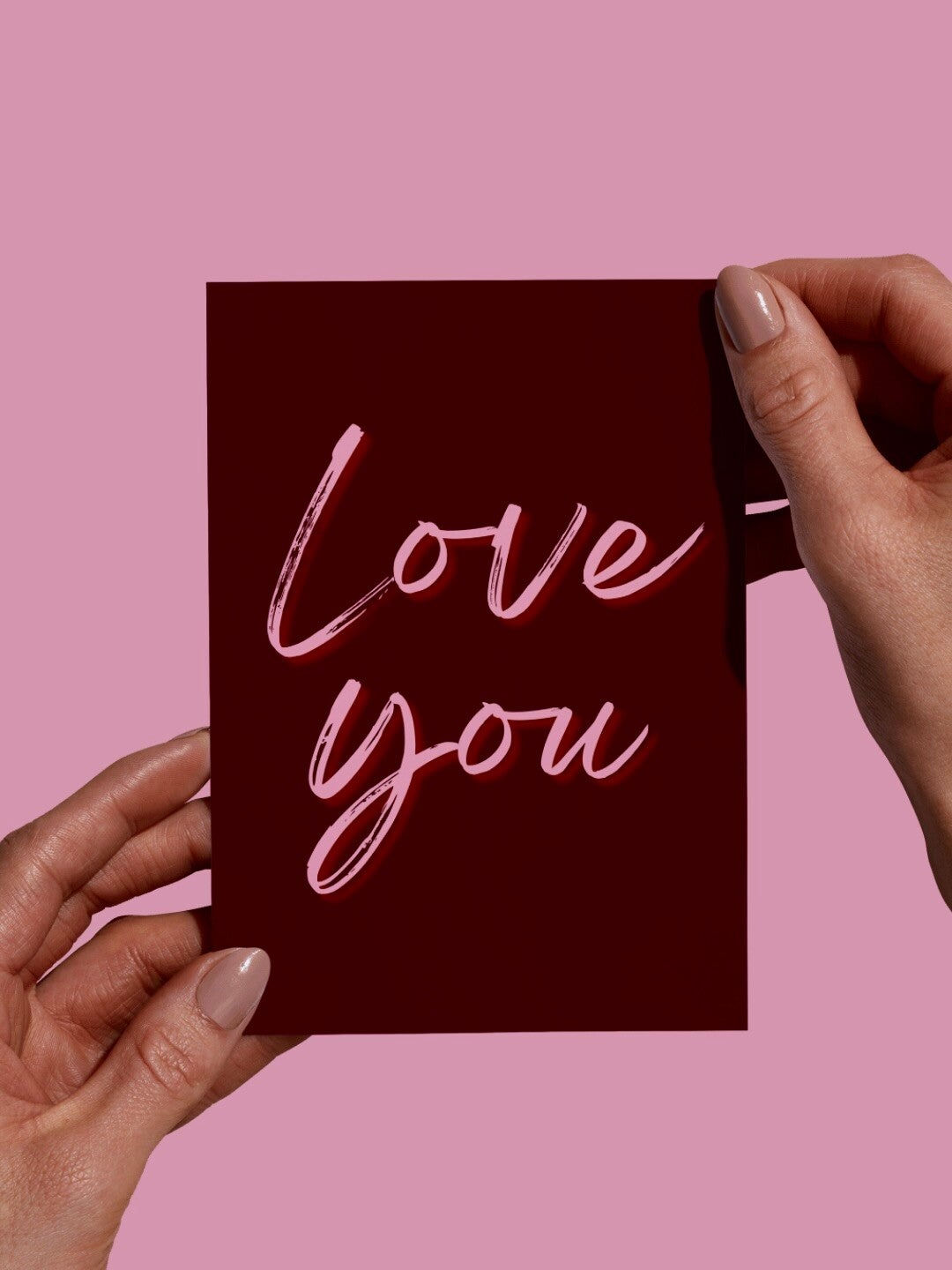 Moderne Wenskaart - Love you (Roze)