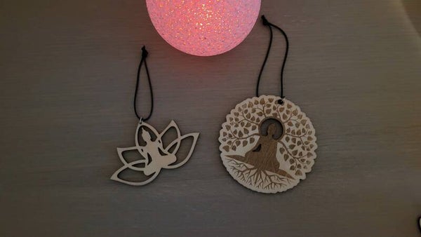 🪷 Lot Bouddha – 2 décorations en bois faites main