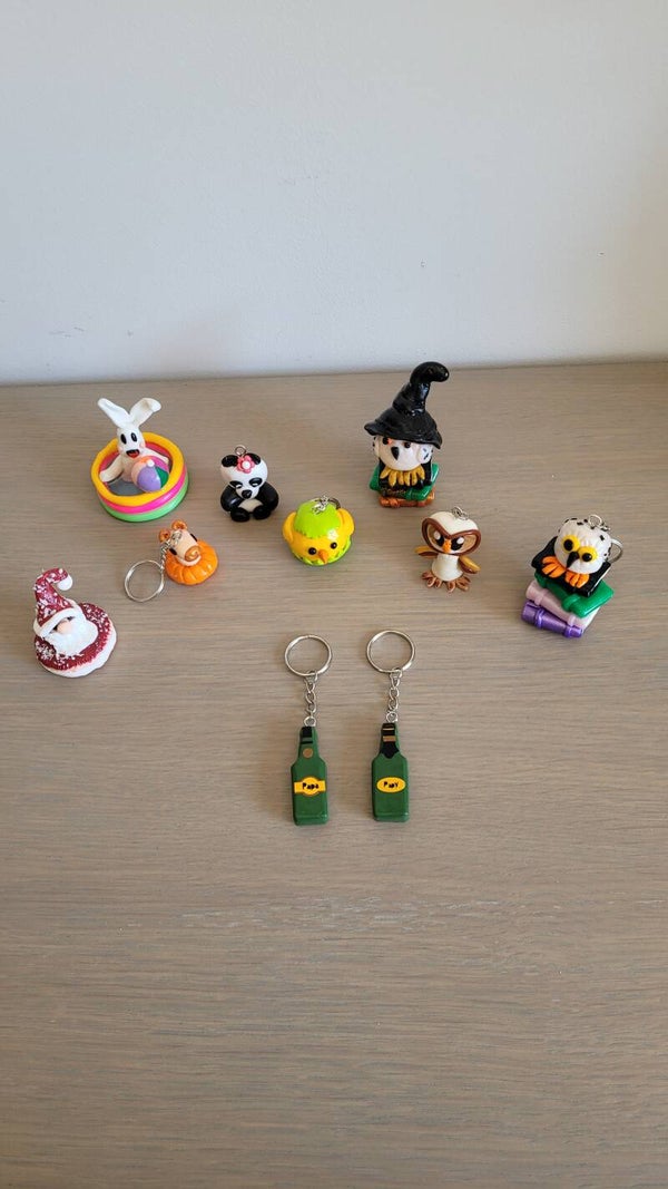 Porte-clés fantaisie faits main en pâte polymère