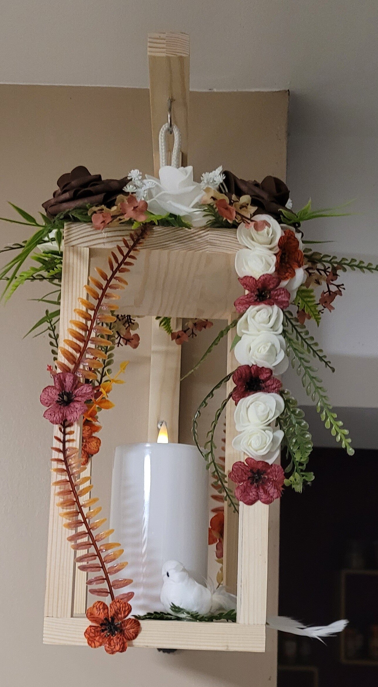 Lanterne suspendue florale  création artisanale