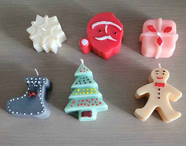 🎄 Lot de 6 Bougies de Noël – Vanille & Madeleine