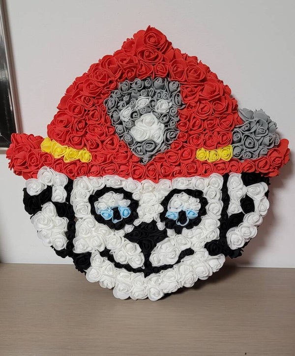 ⭐ Décoration murale Marcus – Pat’ Patrouille en fleurs (fait main)