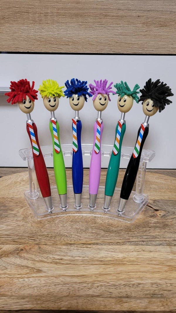 Stylo fantaisie personnalisé prénom – modèle cheveux colorés