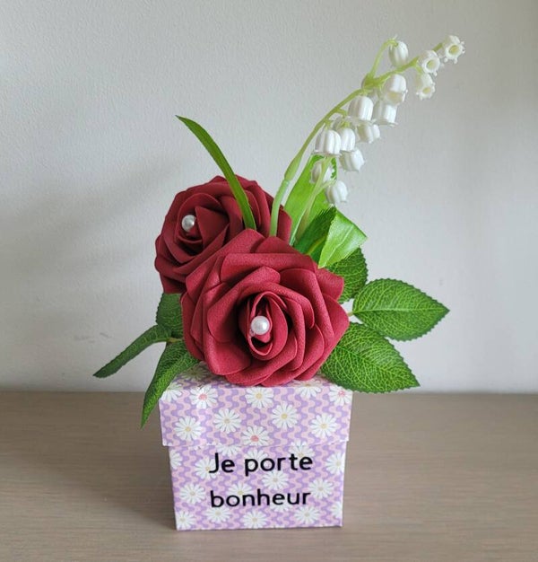 Box fleurie porte bonheur – cadeau 1er mai – création artisanale