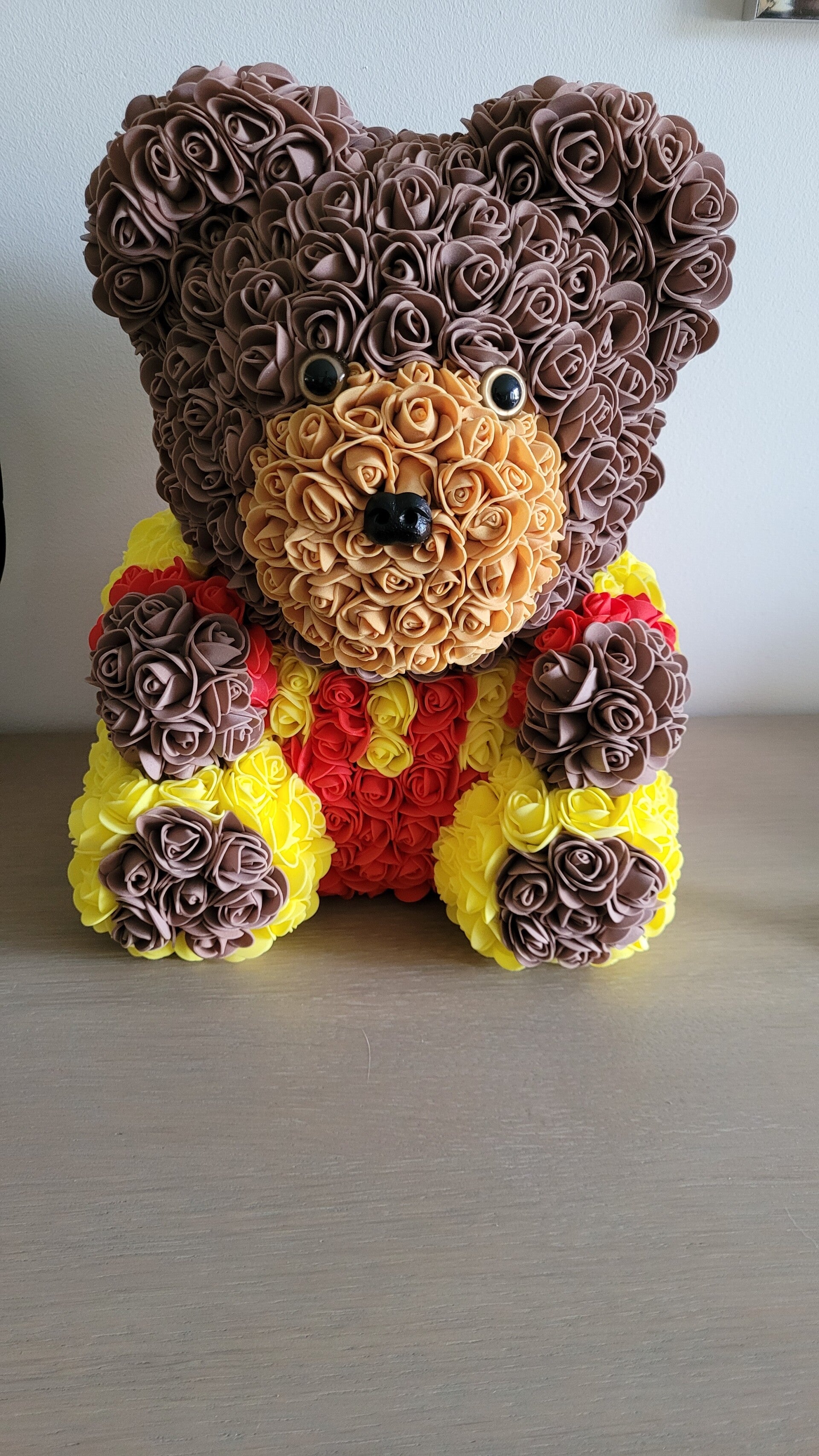 Grand ourson en fleurs 30 cm – Décoration fait main personnalisable