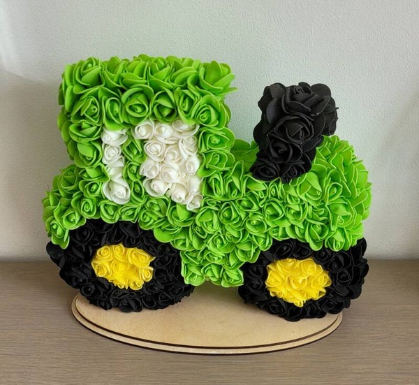 Tracteur en fleurs en mousse – Vert 🚜🌹