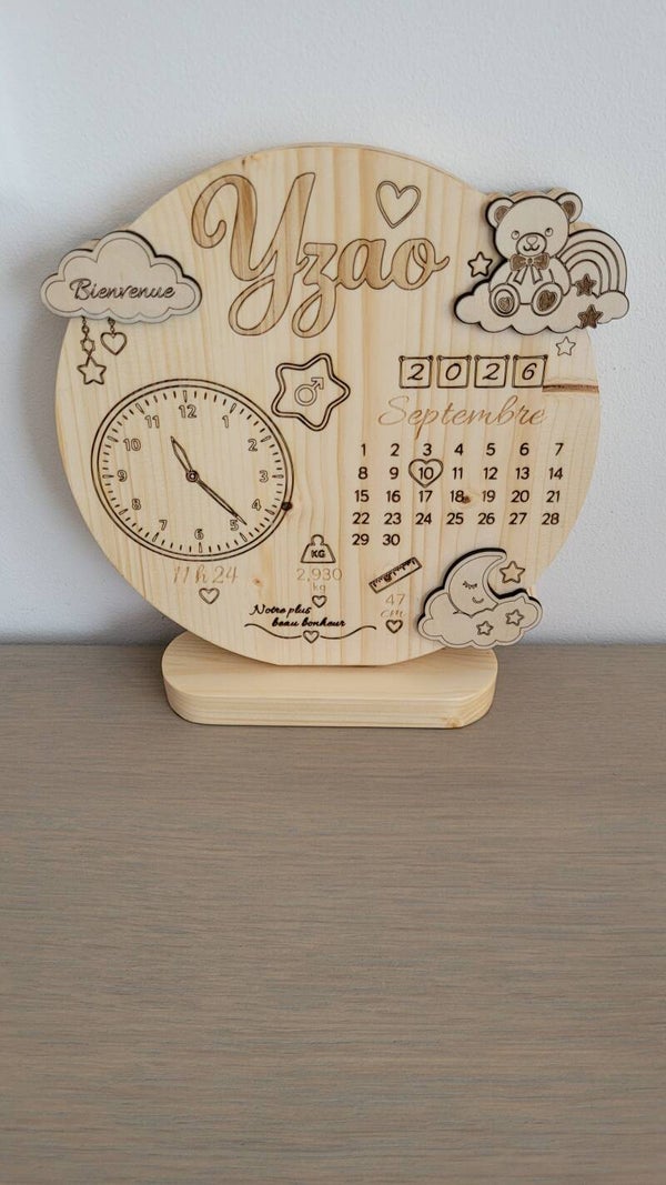 Décoration de naissance personnalisée en bois – Souvenir bébé 🧸✨