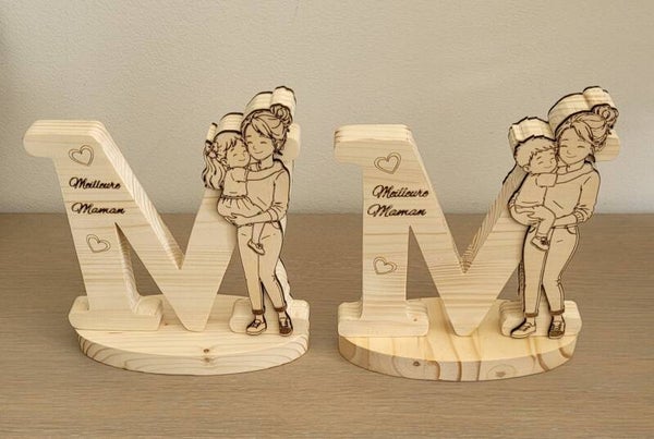 M & P en bois – Meilleure Maman, Papa, Marraine ou Parrain