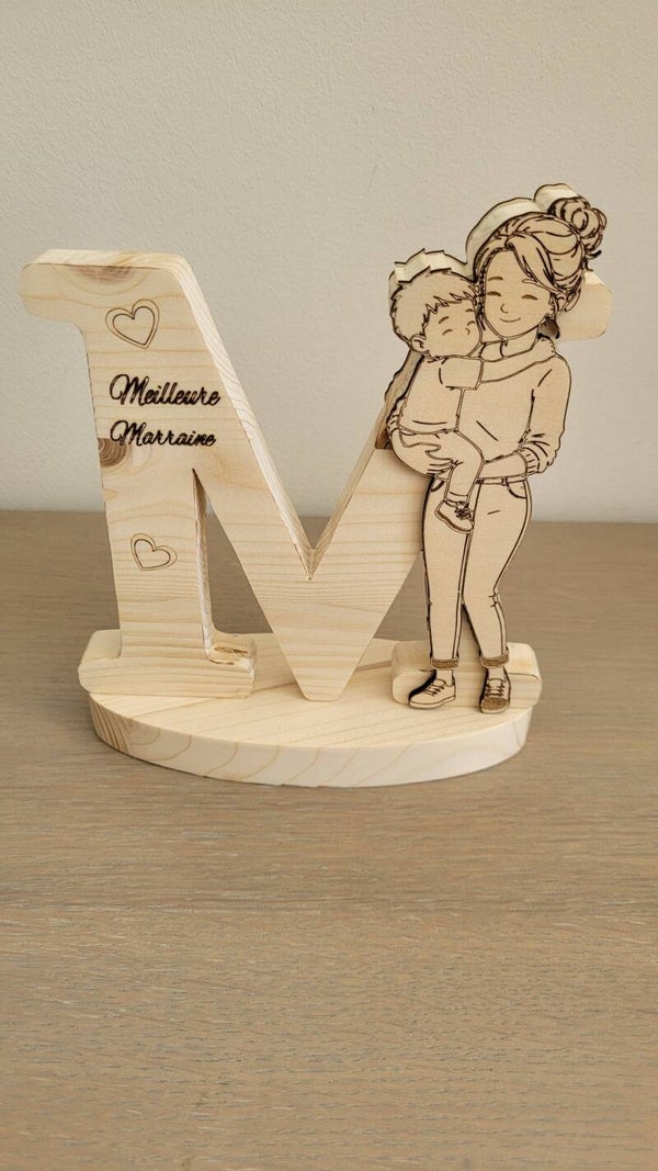 M & P en bois – Meilleure Maman, Papa, Marraine ou Parrain