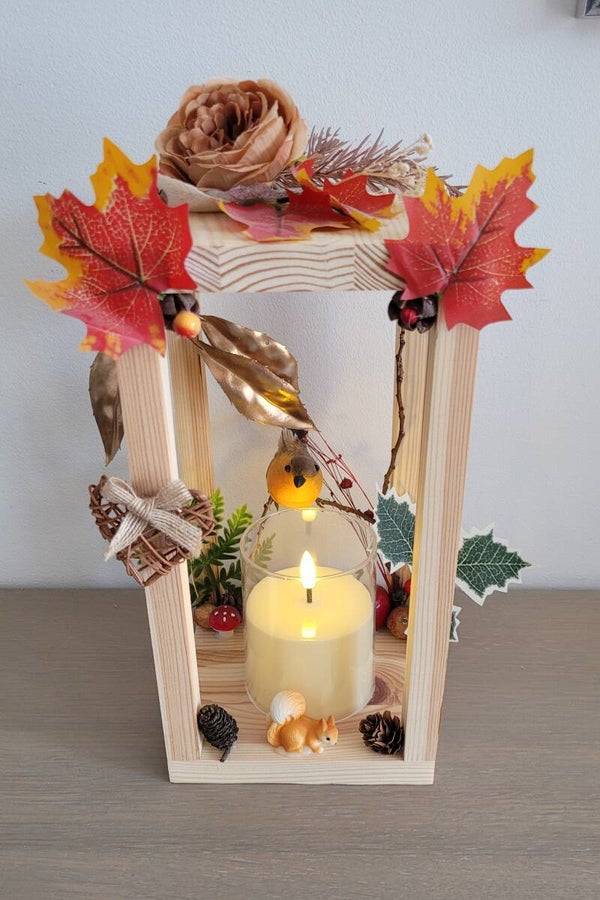 Lanterne artisanale en bois – Douceur d’automne