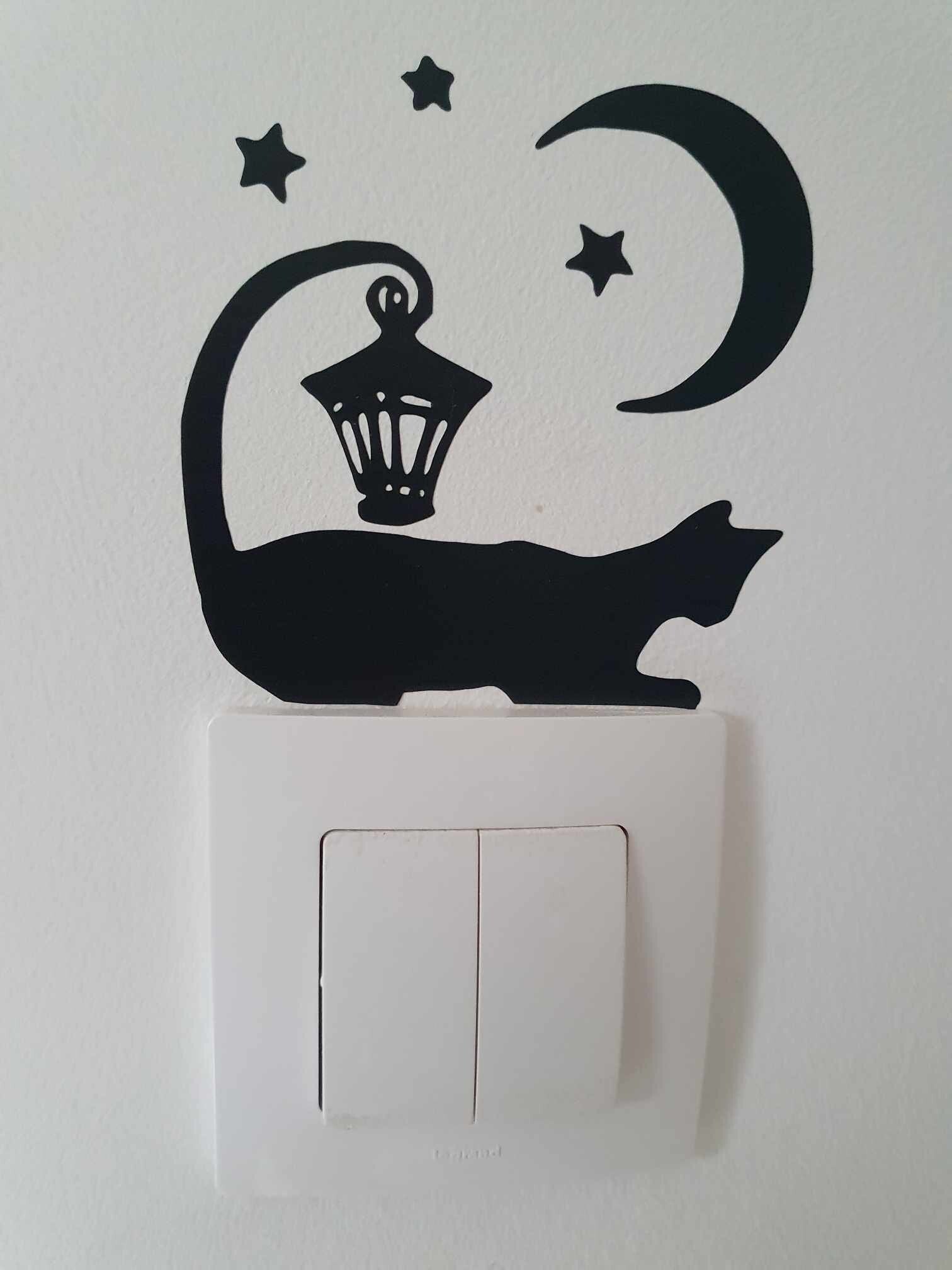 Sticker bouton – Chat et lune