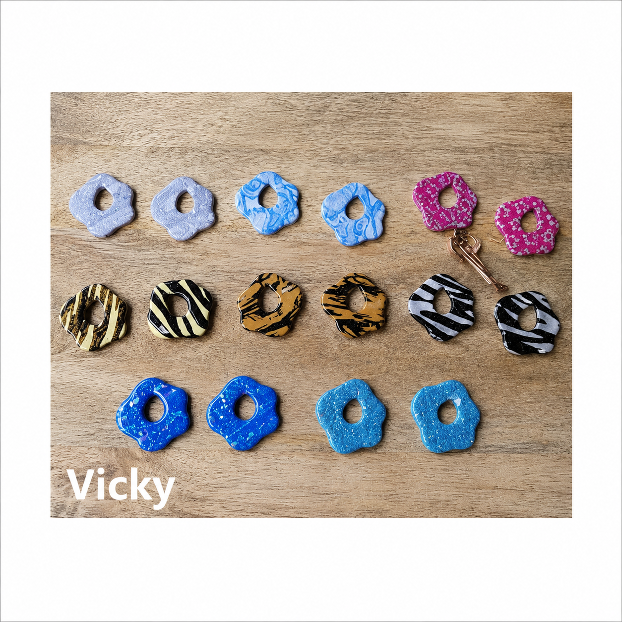 Boucles Vicky – Pampilles résine en pâte polymère | Fait main