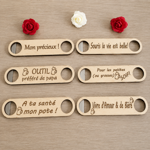 Décapsuleurs en bois personnalisables – Gravure laser