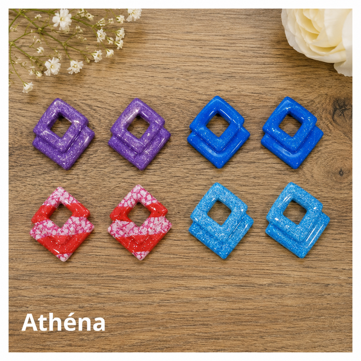 Pampilles Athéna – boucles d’oreilles en pâte polymère