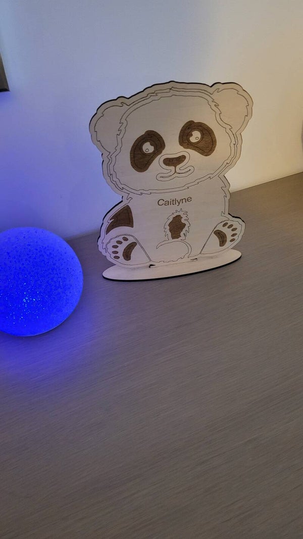 Décoration panda en bois personnalisée