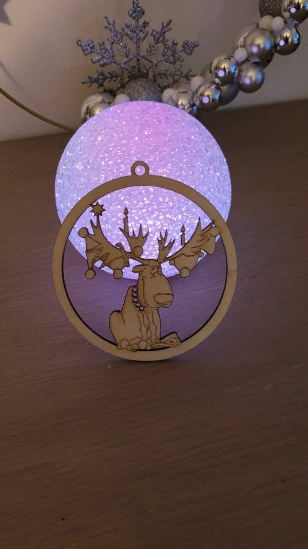 Boule en bois – Renne de Noël
