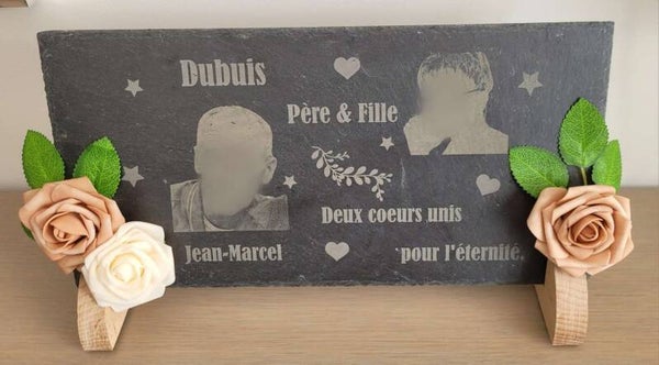 🕊️ Ardoise funéraire personnalisée – Gravure laser