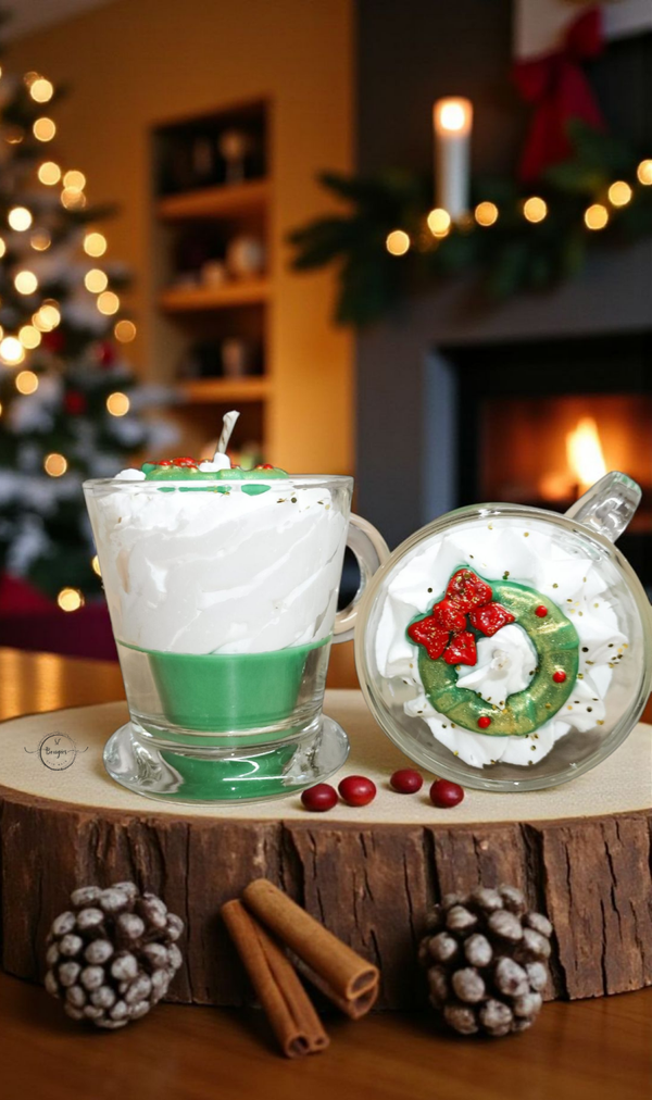 Bougie tasse à café sapin de noël
