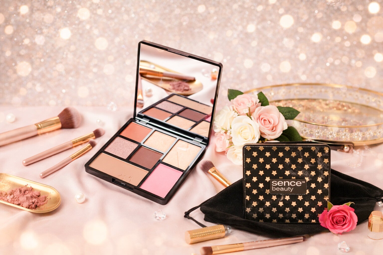 Palette noire de fards à paupières et teint complet