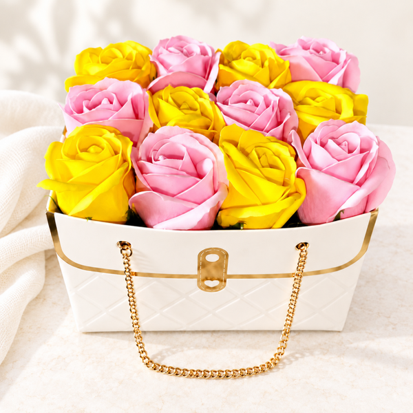 Sac roses de savon jaune et rose