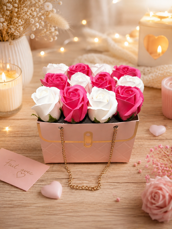 Sac roses de savon fushia et blanc
