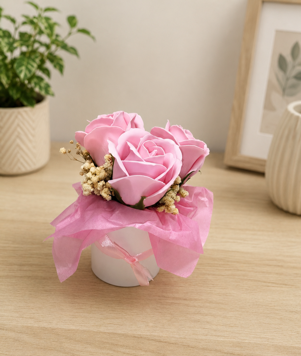 Petit Bouquet roses de savon rose clair