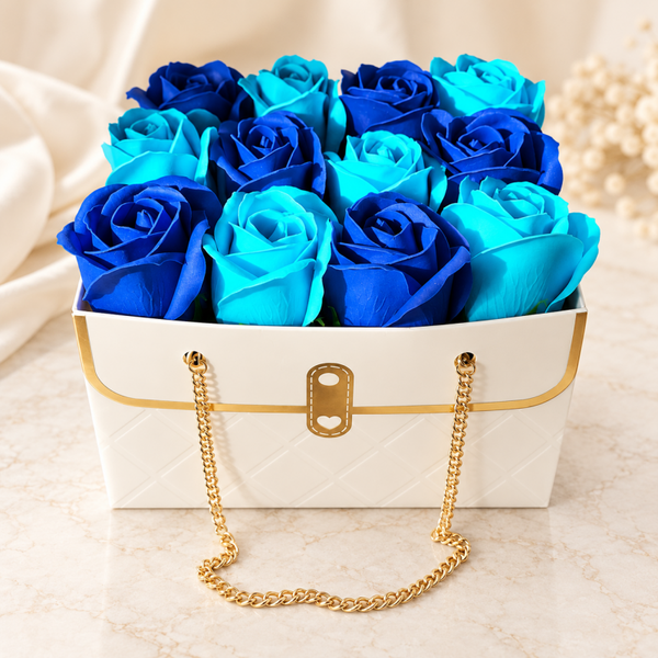 Sac roses de savon bleu