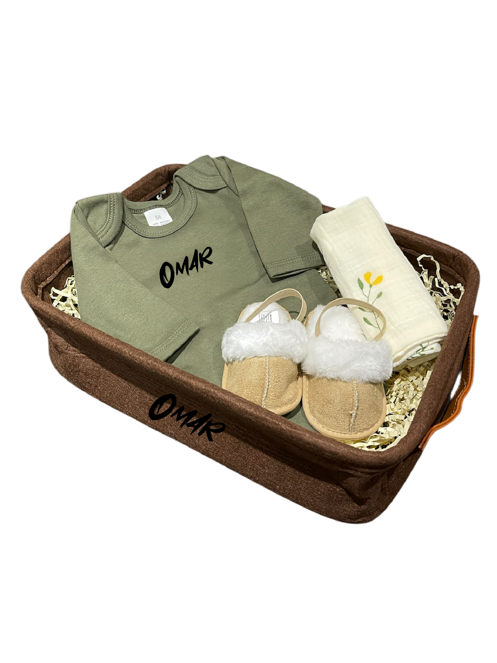 Kraamcadeau pakket mand bruin