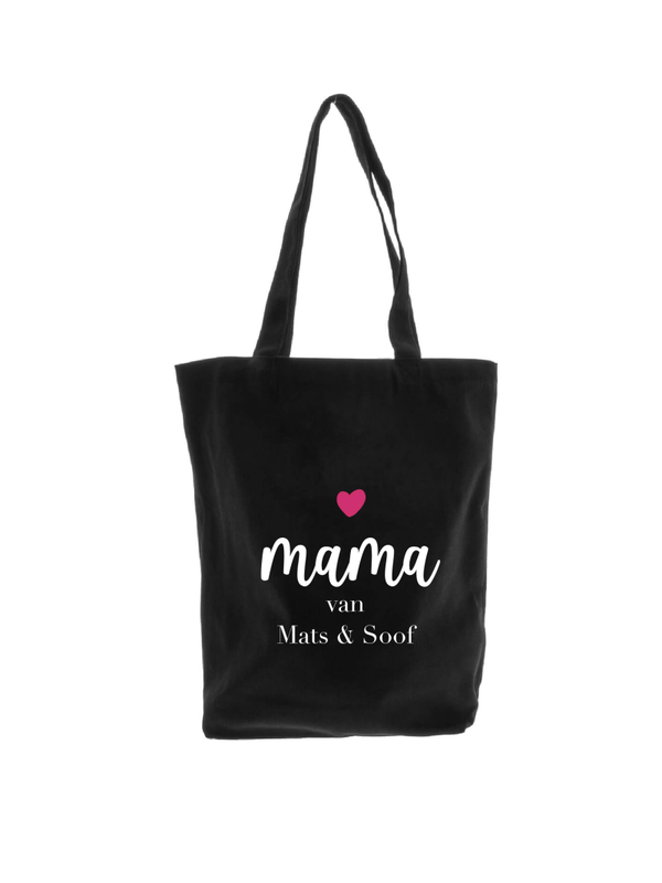 Moederdag canvas tas zwart