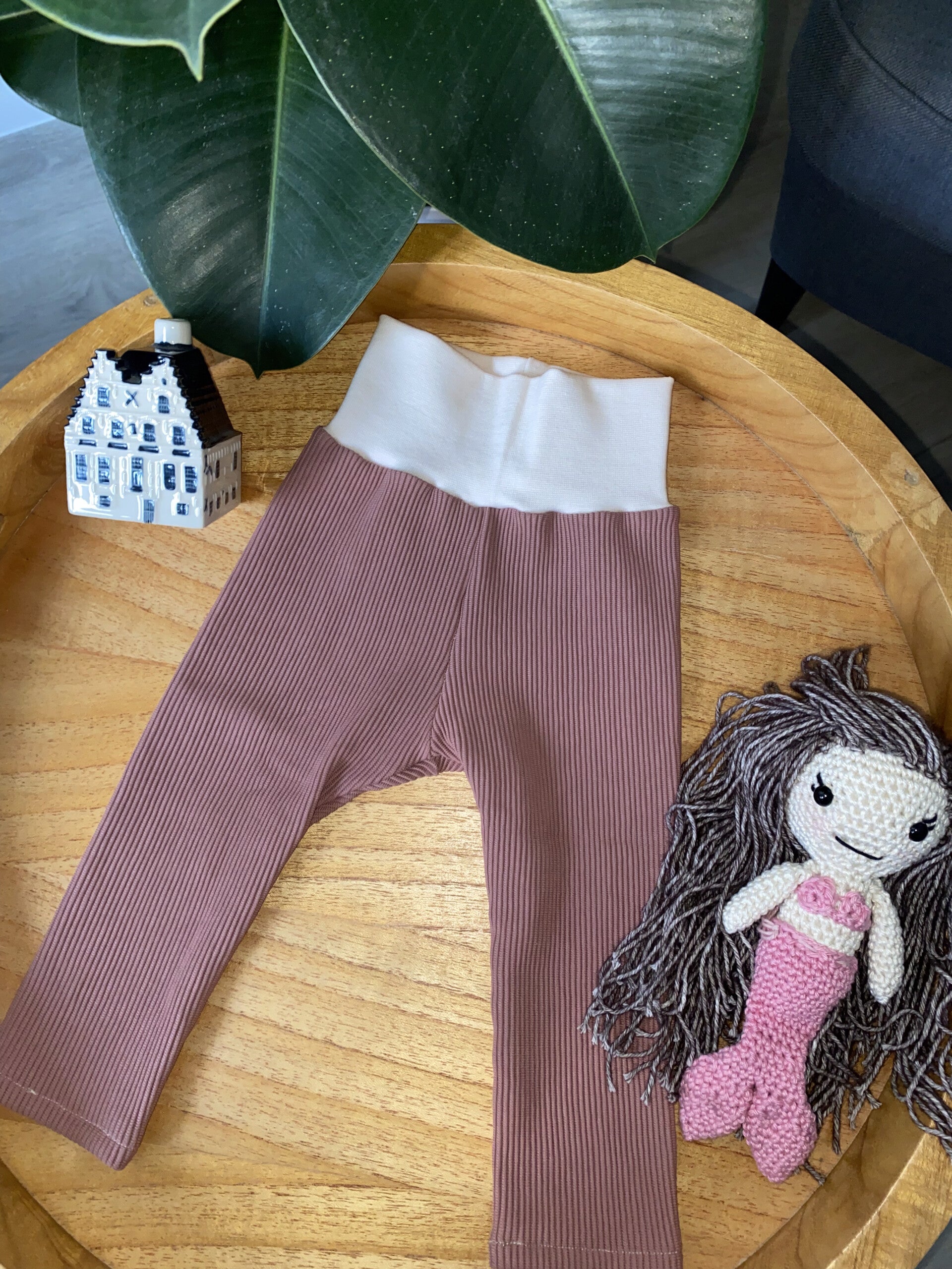 Baby Legging  oudroze ribstof