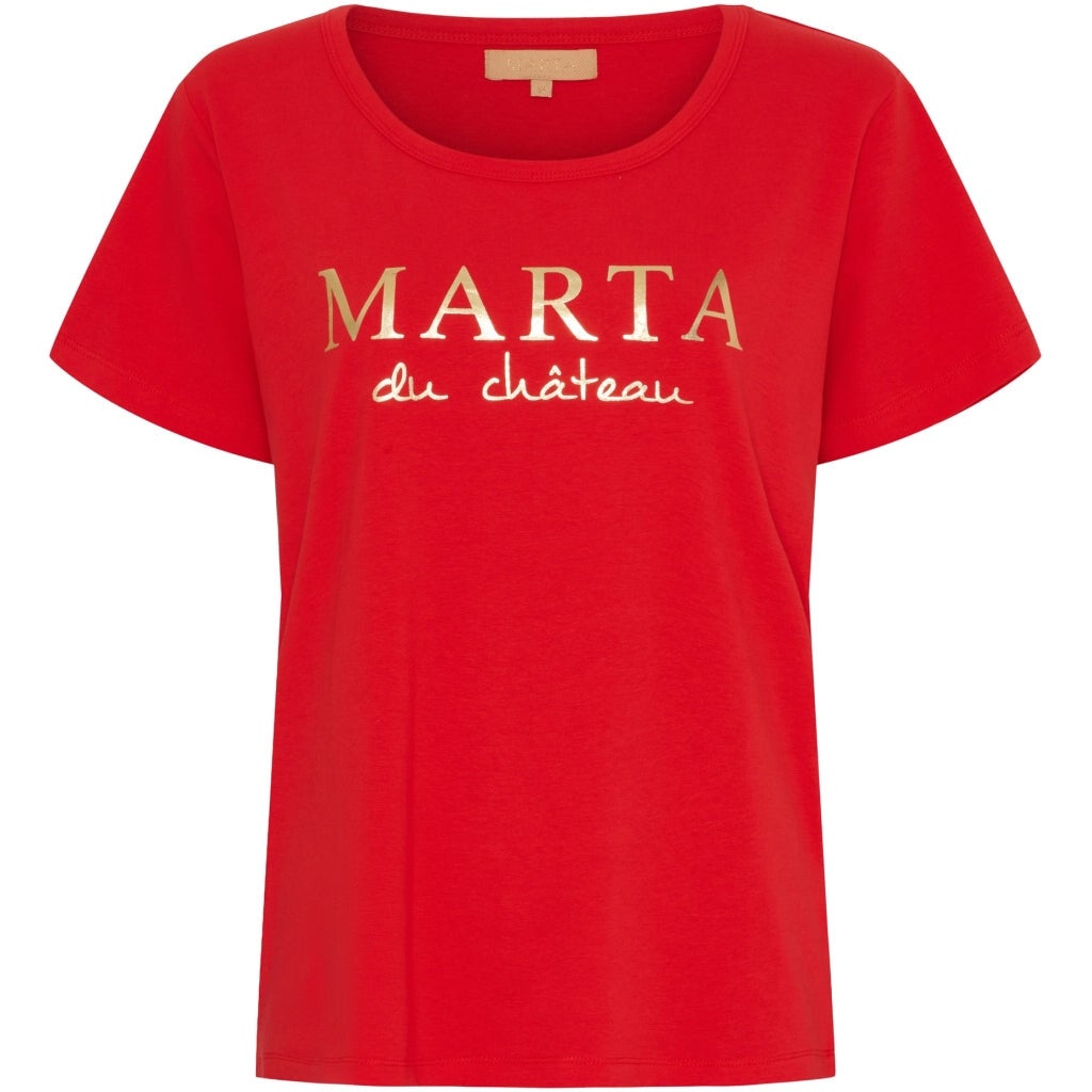 T shirt med text i guld