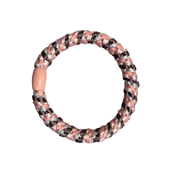 Elastiek - roze/bruin glitter