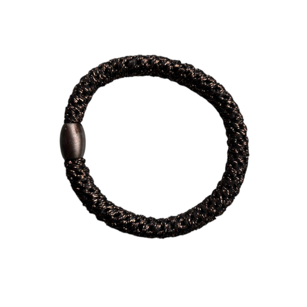 Elastiek - glitter donkerbruin