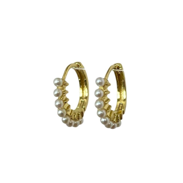 Pearl dot oorbellen - goud