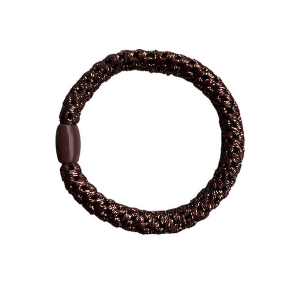 Elastiek - glitter bruin