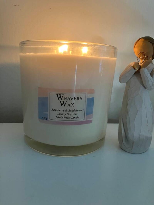 Raspberry & Sandalwood Extra Large Triple Wick Candle