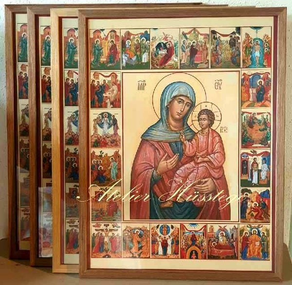 Vita Rozenkransicoon met centraal de Moeder Gods van de Rozenkrans