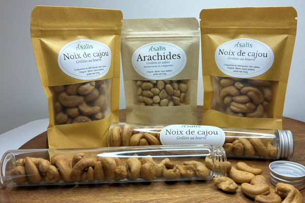 Les SNACK'asalis : Noix de cajou et arachides grillées, choisis avec soin