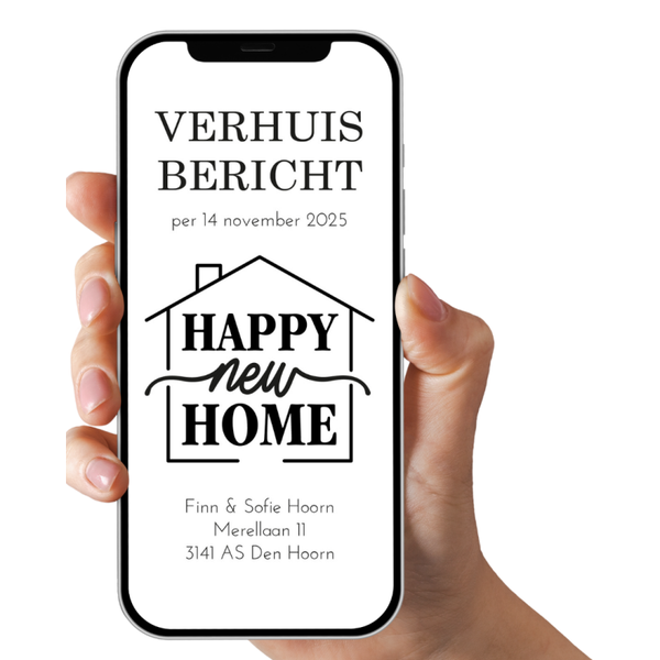 Digitale Verhuiskaart: Verhuisbericht Happy New Home