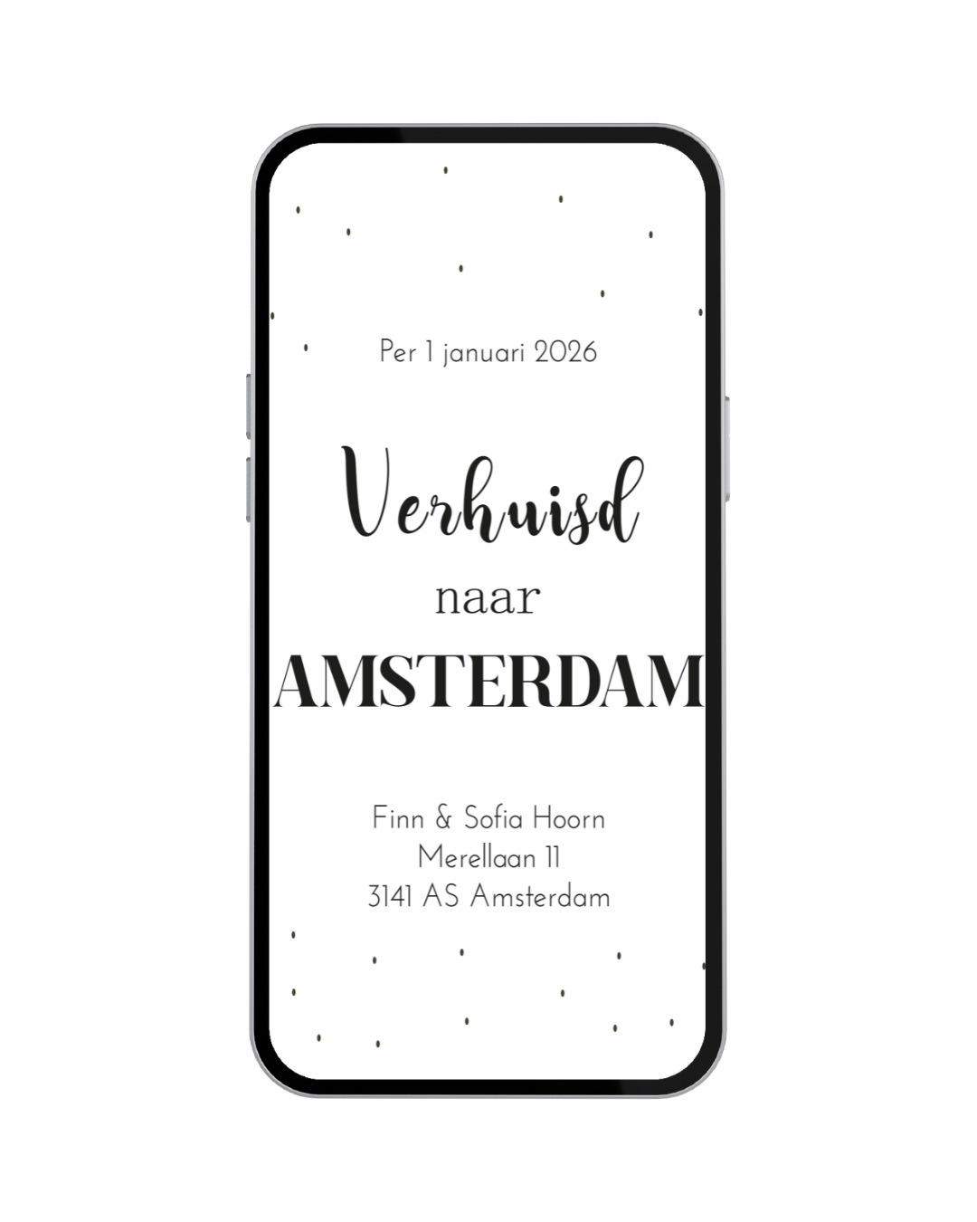 Digitale Verhuiskaart: Verhuisd naar Amsterdam (of elke andere plaatsnaam) - Nr. 013