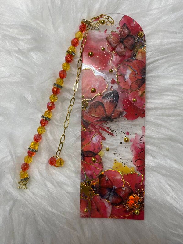 Acrylic Butterfly Bookmark 2 - Red/ Orange Theme