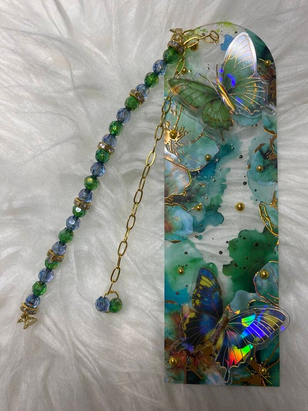 Acrylic Butterfly Bookmark 4 - Green/ Blue Theme