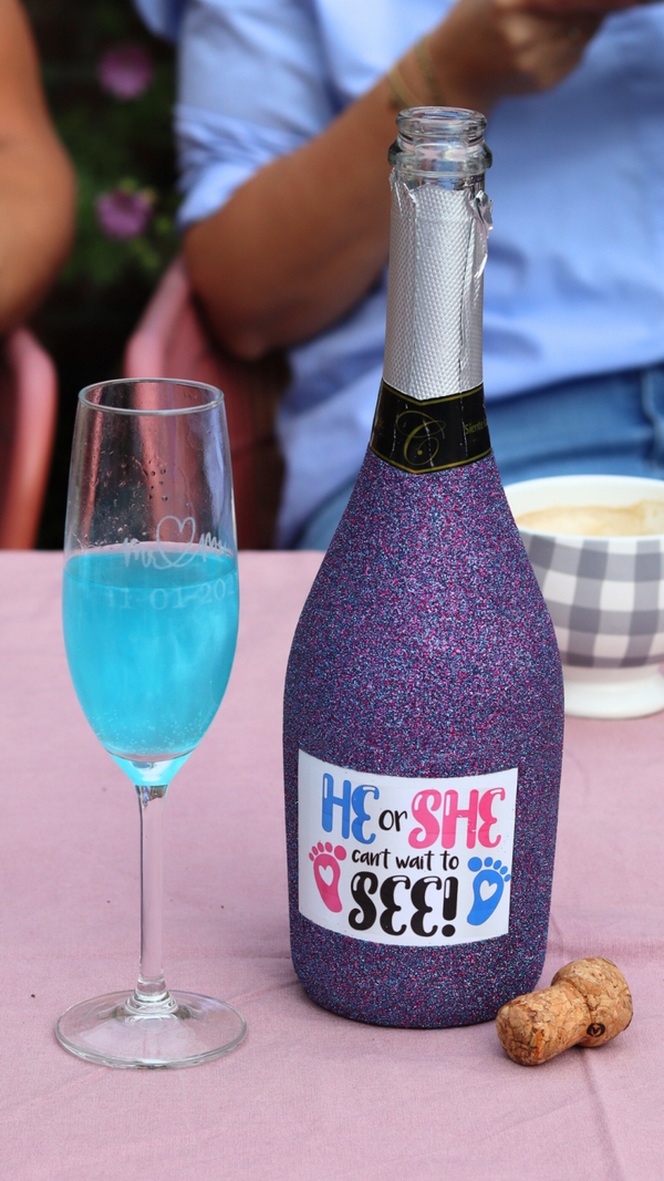 Gender reveal glitterfles - He or she paars
