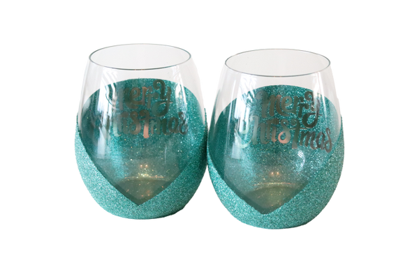 Kerst Glitterglazen | Waxinelichthouder   | Turquoise