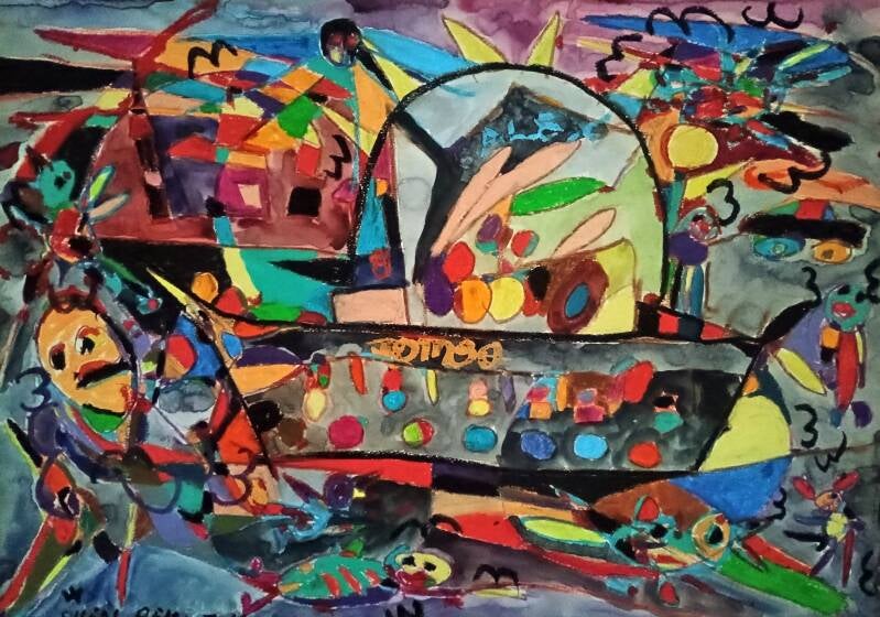 The Almighty Defense ship of Alex and Dombo drawing by Tim and Alex and Rainbow Remi and King Sven and Jimmy 