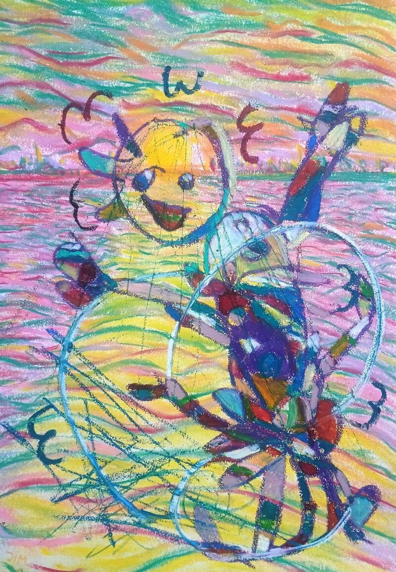 Insect flying over the Veluwemeer at sunset protected by Magic Circles by Rainbow Remi and Tim and Jimmy 