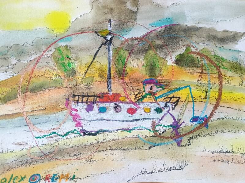 Fisher Boat on the Meuse river protected by Magic Circles by Alex and Jimmy 
