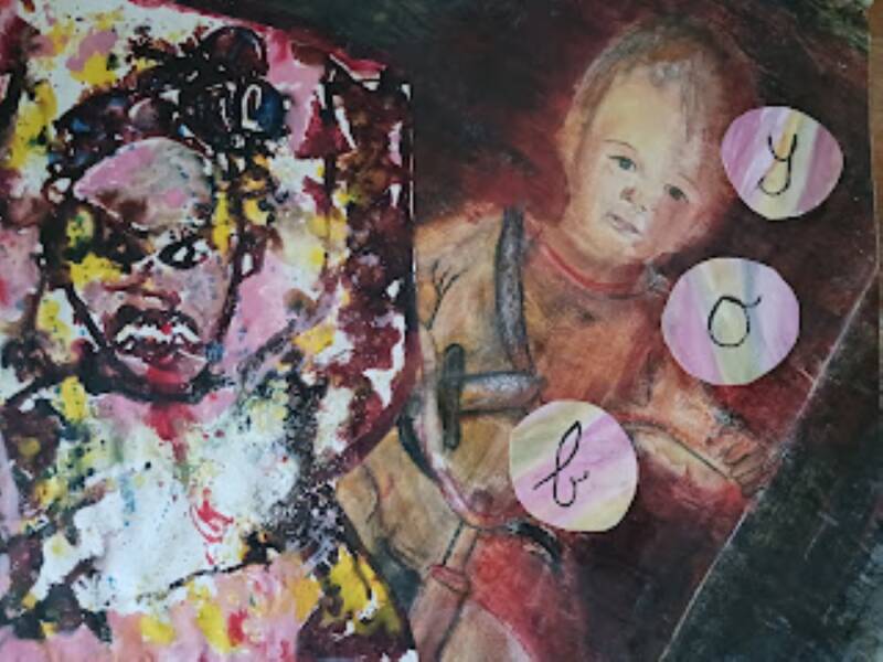 Jongen en heks collage ENGLISH van Jimmy Groen