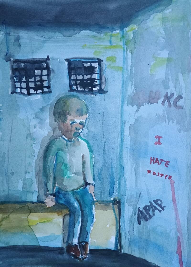 Trauma art on police abuse and violence in police cell